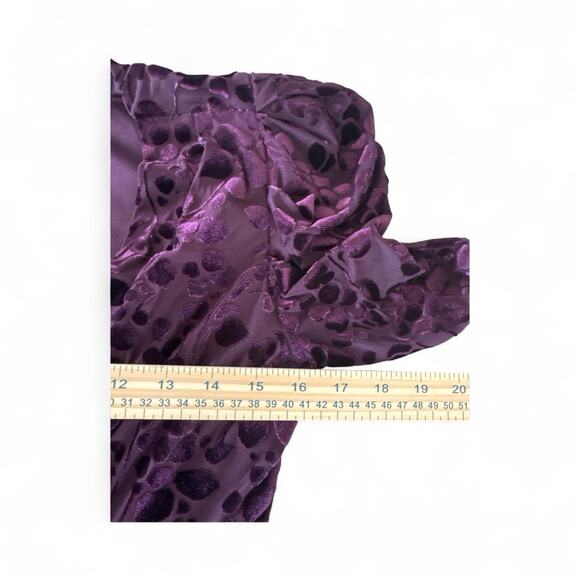 Tommy Hilfiger Puff Sleeve Burnout Dress 2 Velvet Floral Faux Wrap V Neck - Picture 10 of 13